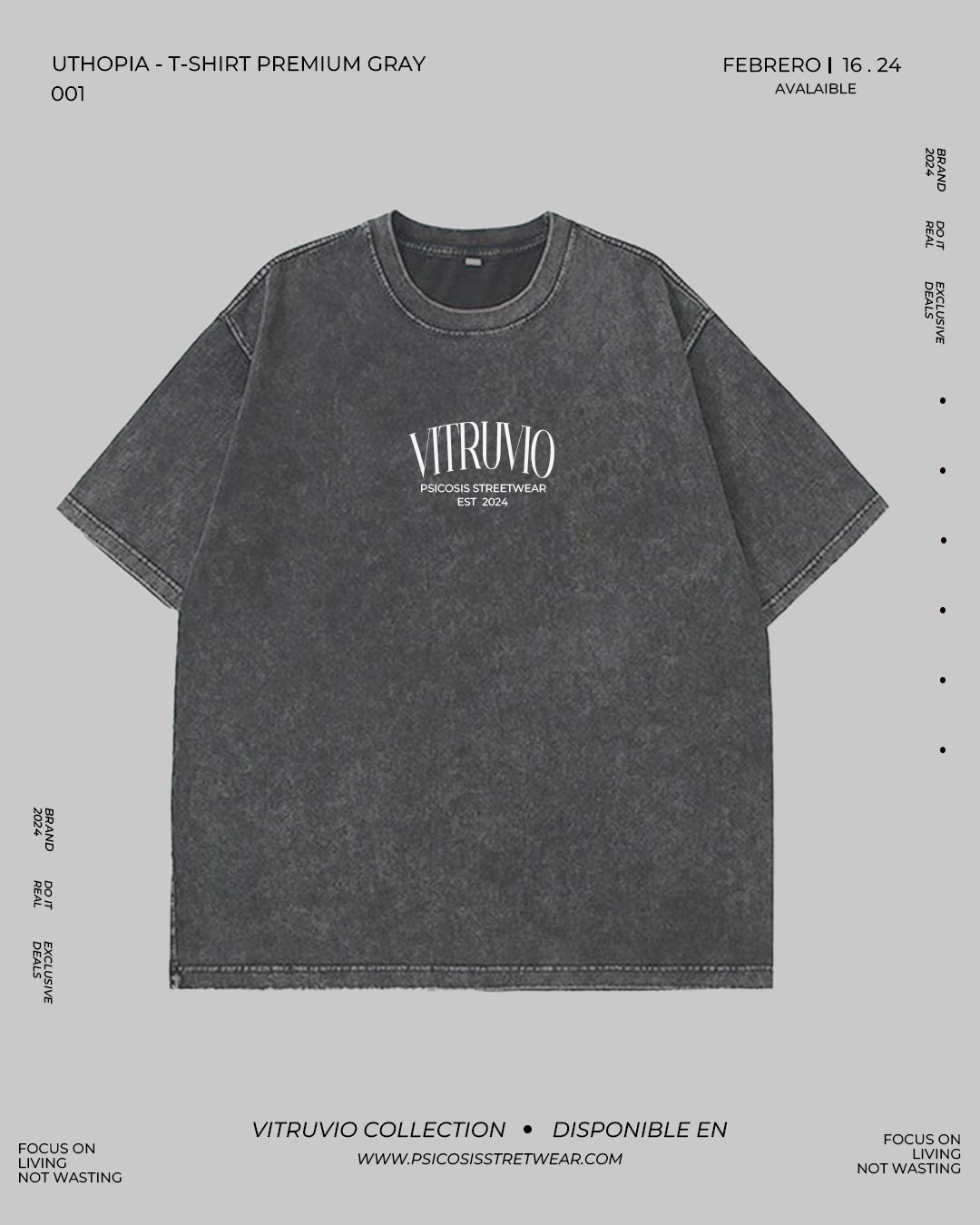 T - SHIRT UTHOPIA PREMIUM OVERSIZE - DESGASTE GRAY